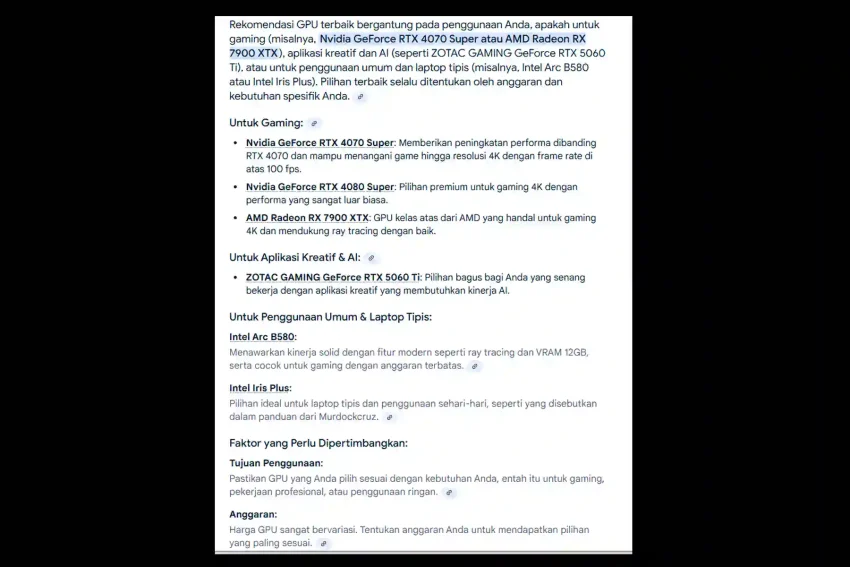 RekomendasiĀ GPU Graphics Processing